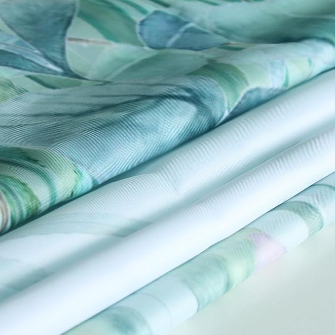 Green Leaf Shower Curtain, Emerald Bird Mint Green 72 “W x 72” L with 12 Hooks, Weighted Hem Bathroom Shower Curtain, Hummingbird Shower Curtains Water Resistant