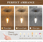 Glass Pendant Lights Kitchen Island 2 Pack, Gold Vintage Pendant Light Fixtures with Hand-Blown Hammered Amber Glass, Farmhouse Modern Brass Hanging Light for Kitchen Sink Dining Room Bedroom