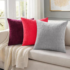 decorUhome Chenille Grey Throw Pillow Covers 16x16 Inch Set of 2, Decorative Soft Couch Pillow Covers Solid Dyed Accent Velvet Farmhouse Neutral Square Pillow Cases for Sofa Bed Living Room