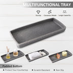 Resin 6 Pcs Gray Bathroom Set Complete with Toothbrush Holder, Lotion Soap Dispenser, 2 Qtip Holder Dispensers,Vanity Tray,Bathroom Tumbler - Countertop Vanity Organizer - Bathroom Accessories Set