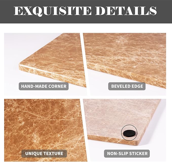 Natural Marble Cutting Boards for Kitchen - 12" x 8" Multi-Purpose Pastry Marble Tray Cheese Board Marble Slab for Counter, Bathroom Perfume Tray Jewelry Candle Plate (Light Emperador)