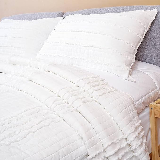BOSOWOS Queen Size Pillow Shams Set of 2, Ultra Soft Breathable 20 x 30 Inches Pillow Case Envelope Closure, Microfiber Farmhouse Bed Pillowcases for Easy Care, White