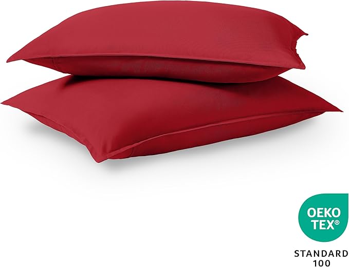 Bare Home King Pillow Sham Covers - Set of 2 - Premium 1800 Ultra-Soft Microfiber - Double Brushed - Stain & Fade Resistant - Bed Pillow Shams - Pillows Not Included (Set of 2, Red)