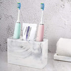Luxspire Electric Toothbrush Holder, 3 Slots Large Marble Toothbrush Toothpaste Stand, Resin Storage for Bathroom Accessories Vanity Counter Sink Organizer Caddy Marble Style- Ink White