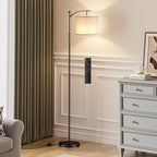 60" Floor Lamps with Remote Control & Bulb, Colors Temperature & Brightness Adjustable, Gray Shade & Black Pole