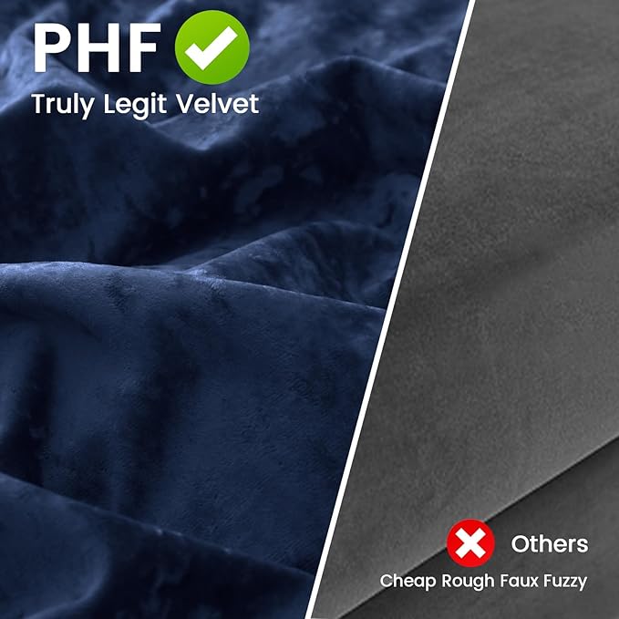 PHF Truly Velvet Euro Sham, 26"x 26",No Insert, 2 Pack Color Gradient Euro Throw Pillow Covers, Ultra Soft Cozy European Pillow Covers for Luxurious Home Decorative, No Shedding, No Pilling, Navy Blue