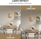 3-Light Rattan Pendant Light, Boho Light Fixture for Dining Room, Small Wicker Light Fixture, Rattan Chandelier Woven Hanging Light, for Kitchen Island Bedroom Hallway, ETL Listed