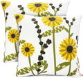 Decorative Throw Pillow Covers Set of 2 Sunflower Pillow Covers 16x16 inch Super Soft Short Plush Floral Square Throw Pillows,Farmhouse Outdoor Pillow Covers for Couch Sofa Bed Living Room