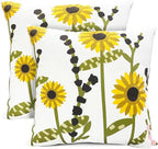 Decorative Throw Pillow Covers Set of 2 Sunflower Pillow Covers 20x20 inch Super Soft Short Plush Floral Square Throw Pillows,Farmhouse Outdoor Pillow Covers for Couch Sofa Bed Living Room