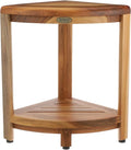 EcoDecors® SnazzyCorner® 18" Teak Wood Corner Shower Shelf in EarthyTeak Finish, Fully Assembled, for Bathroom & Outdoor Use