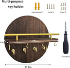 Key Holder Wall Mount with Shelf and Hooks, 11.8 Inch Entryway Gold Key Rack Hanger, Rustic Key Holder for Wall Decor