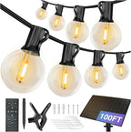 DAYBETTER 100FT Solar String Lights Outdoor Waterproof with Remote,50 LED Bulbs Dimmable&Timer,Patio Lights Solar Powered, Weather Resistant for Patio, Garden, Yard, Pathway