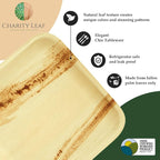 Charity Leaf Disposable Palm Leaf 13" Deep Round Trays (100 pieces) Bamboo Like Serving Platters, Disposable Boards, Eco-Friendly Dinnerware For Weddings, Catering, Events