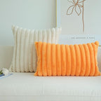 JOJUSIS Pack of 2 Faux Fur Plush Decorative Throw Pillow Covers Couch Cushion Case Soft Pillowcases (Orange, 12 x 20-Inch)