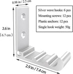 OHIYO 6 Pack Folding Wall Hooks, Heavy Duty Space-Saving Foldable Design Wall Mounted Multi-Purpose Hooks for Coats, Towels, Hats, Backpacks (Silver)