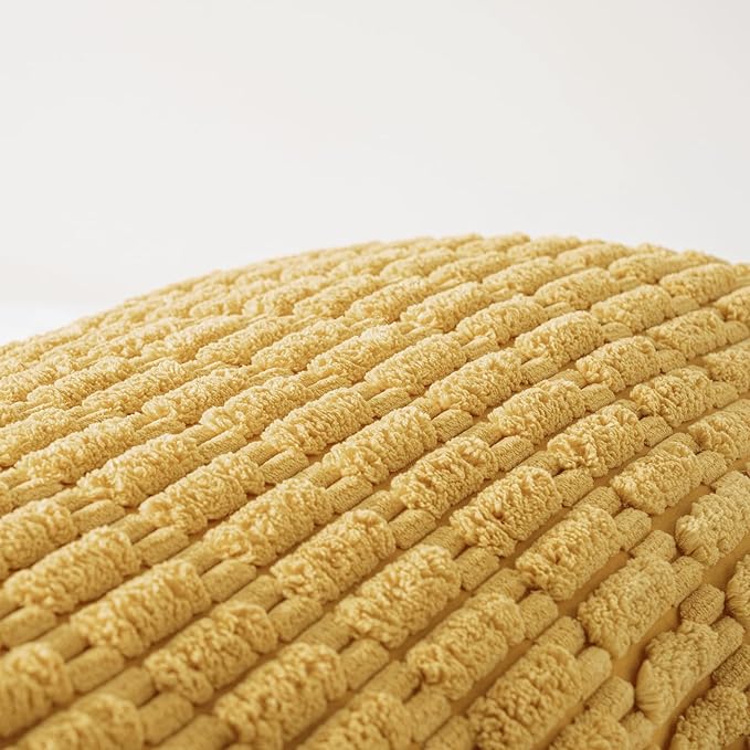 Fancy Homi Mustard Yellow Long Body Lumbar Lumbar Decorative Throw Pillow Covers 14x36 Inch for Bed Couch Bedroom Bench, Soft Corduroy Rectangle Solid Pillow Case, Rustic Farmhouse Boho Room Decor