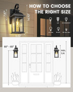 FEMILA Dusk to Dawn Outdoor Wall Sconce, 15" Matte Black Seeded Glass Outdoor Sconce Lights, Front Porch Light Fixtures Wall Mount, Garage Lights for Patio, Entryway, Garden, 4FD54B-PC BK
