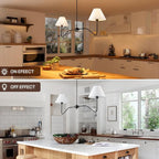 2-Light Modern Linear Chandelier for Dining Room, 55 Inch Farmhouse Kitchen Island Lighting with White Fabric Shades, Hanging Lighting Fixtures for Living Room Bedroom