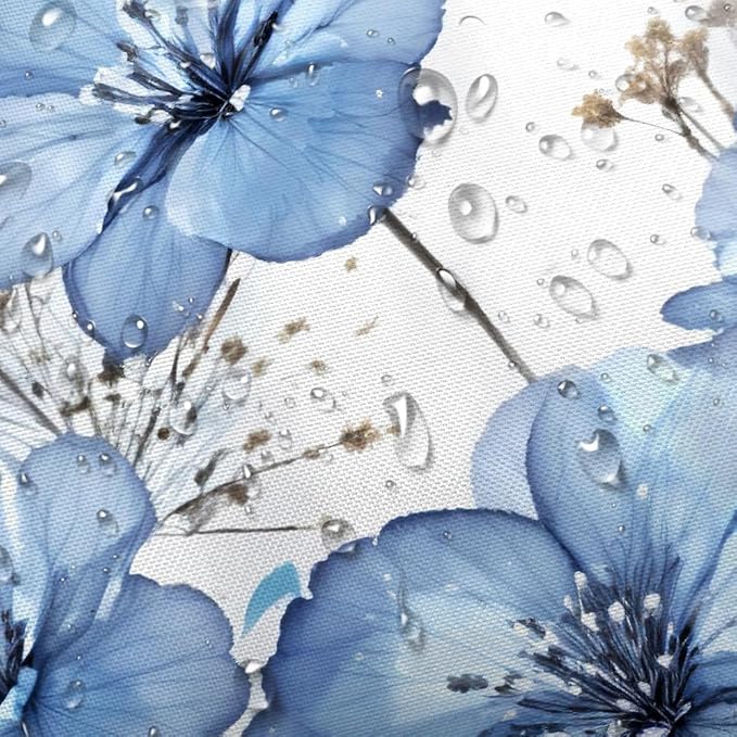 Sanzugh Boho Blue Flower Shower Curtain, Light Blue Watercolor Floral White Art Fabric Shower Curtains Set for Bathroom Decorative with Hooks 72 X 72 inch Beautiful Bath Decor
