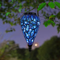 SUNNYPARK Outdoor Plastic Solar Hanging Lantern, 15 Cool White LEDs Twinkle Effect Tear-Shaped Hanging Lantern Decor Garden Decorative Solar Lights for Backyard, Patio and Lawn
