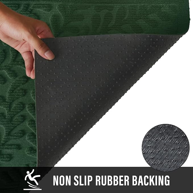 Front Door Mat, Absorbent Dirt Trapping Welcome Door Mat Indoor Outdoor, Non Slip Entry Mat, Indoor Outdoor Door Mats, Fade Resistant, Low Profile Doormat for Entryway, 29×17, Green
