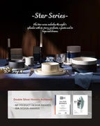 Famiware Star Dinnerware Sets, Plates and Bowls Set for 4, 12 Pieces Ribbed Dishes - Chip and Scratch Resistant, Microwave and Dishwasher Safe Tableware, Cappuccino White