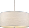 Kira Home Pearl 18" Modern 3-Light Large Drum Pendant Chandelier, White Textured Shade + Glass Diffuser, Adjustable Height, LED Compatible, Brushed Nickel Finish