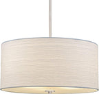 Kira Home Pearl 18" Modern 3-Light Large Drum Pendant Chandelier, White Textured Shade + Glass Diffuser, Adjustable Height, LED Compatible, Brushed Nickel Finish