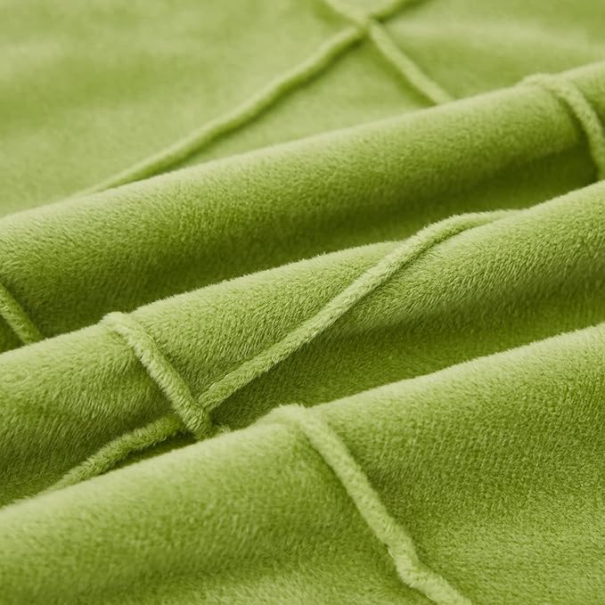 JAUXIO Diamond Pinch Pleated Crystal Velvet Pillowcases 2 Pack Solid Pintuck Throw Cushion Cover for Home Decor Hidden Zipper Closure (Apple Green, Standard)