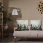JINYO Rustic Christmas Tree Winter Pillow Covers 18x18, Farmhouse Christmas Decor, Rustic Xmas Winter Forest Nature Snowflake Throw Pillow Covers for Home Living Room Bedroom Set of 2