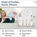 Countertop and Vanity Tray - 2 PC Large 11.7" Silicone Bathroom Trays, Counter Organizer, Dish Soap Sponge Holder Kitchen Sink Tray Organizer, Sink Caddy Toothbrush Key Kitchen Soap Trays