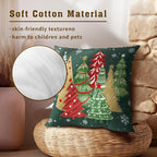 Christmas Trees Throw Pillow Covers 20x20 Inch Set of 2, Xmas Tree Red Green Decorative Pillowcases Soft Square Cushion Case Decoration for Sofa Couch Winter Holiday Decor