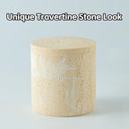 Bathroom Accessories Set, Travertine Stone-Look, 6 PCS Bathroom Accessory Set with Soap Dispenser, Toothbrush Holder, Tumbler, Vanity Tray, Cotton Swab Jars for Countertop (Yellow)