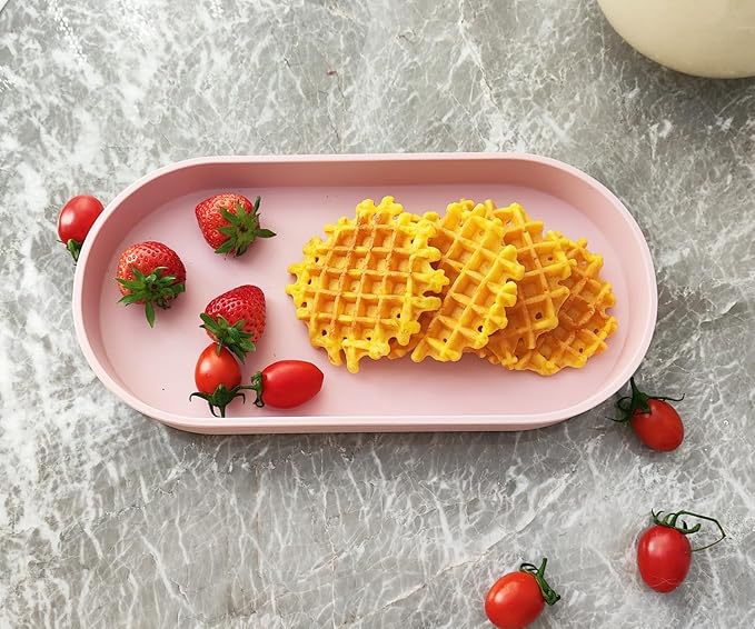 Pink Small Tray (11.8 inch), Oval Tray for Kitchen Counter, Bathtub Bathroom Vanity Items, Countertop Organizer, Coffee Accessory, Bar, Serving Seasoning, Salt and Pepper, Soap, Perfume.