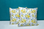CAPSCEOLL 2PCS Yellow Flower Square Pillow Covers 16X16Inch Blue Autumn Botanical Black Blossom Bouquet Petal Romantic White Zipper Pillow Cases for Bedroom Sofa Living Room Holiday Pillow Covers