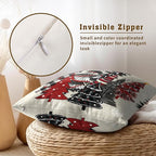 Christmas Trees Throw Pillow Covers 20x20 Set of 2,Red Black Buffalo Plaid Xmas Tree Decorative Pillow Cases Cushion Cover for Farmhouse Bed Couch Living Room Outdoor Car