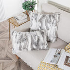 Home Living Room Decorative Rabbit Skin Fur Cushion Cover Throw Pillow Covers Case Luxury Rabbit Hide Fur Pillowcases Cushion Cover Soft Throw Cases for Bedroom Grey 40×40CM（16in×16in）