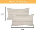 Tan Pillow Covers Farmhouse Linen Throw Pillow Covers Striped Outdoor Decorative Square Throw Pillows for Couch Sofa Bed 12x20 in Pack of 2 Cream and Beige