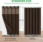 Long No Hooks Needed Linen Textured Shower Curtain with Snap-in Fabric Liner Set,Hotel Luxury Decor Shower Curtains for Bathroom,Waterproof & Washable,71Wx80H,Brown