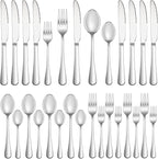 20 Piece Silverware Set Service for 4,Premium Stainless Steel Flatware Set,Mirror Polished Cutlery Utensil Set,Durable Home Kitchen Eating Tableware Set,Include Fork Knife Spoon Set,Dishwasher Safe