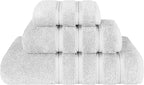American Soft Linen Premium 3 Piece Towel Set, 1 Bath Towel 1 Hand Towel 1 Washcloth, 600 GSM 100% Cotton Turkish Towels for Bathroom, Silver Grey Towel Set