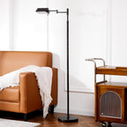 VONLUCE Dimmable LED Floor Lamp, 56" Floor Lamp for Living Room with Adjustable Height Swing Arms 3 Color Temperatures, Industrial Standing Pole Lamp for Bedroom Reading, Rustic Black