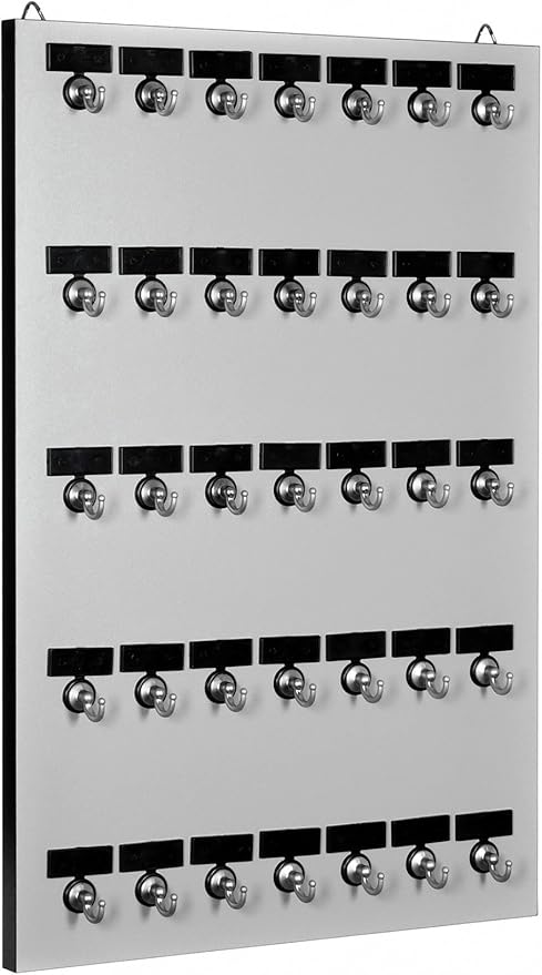 Key Hook, Key Rack #35MGN, 35 Extra Space Bolted Metal Hooks with 'Customize Name Plate', (35 Sets of Tag & Ring Included) - Made in USA