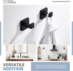 Angle Simple Matte Black Towel Hooks for Bathroom, SUS 304 Stainless Steel Square Wall Coat Hooks, 2 Pack