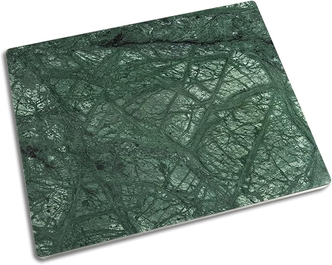 Natural Green Marble Cutting Board,16x12x0.5 Inch, Marble Pastry Board Hand Craft Slab with Non-Slip Feets for Cheese, Dough and Chocolate Tempering.