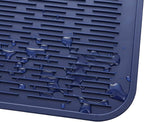 Silicone Dish Drying Mat for Multiple Usage,Easy clean,Eco-friendly,Heat-resistant Silicone Mat for Kitchen Counter or Sink,Refrigerator or Drawer Liner Navy Blue 4XL 32 inches x 18 inches