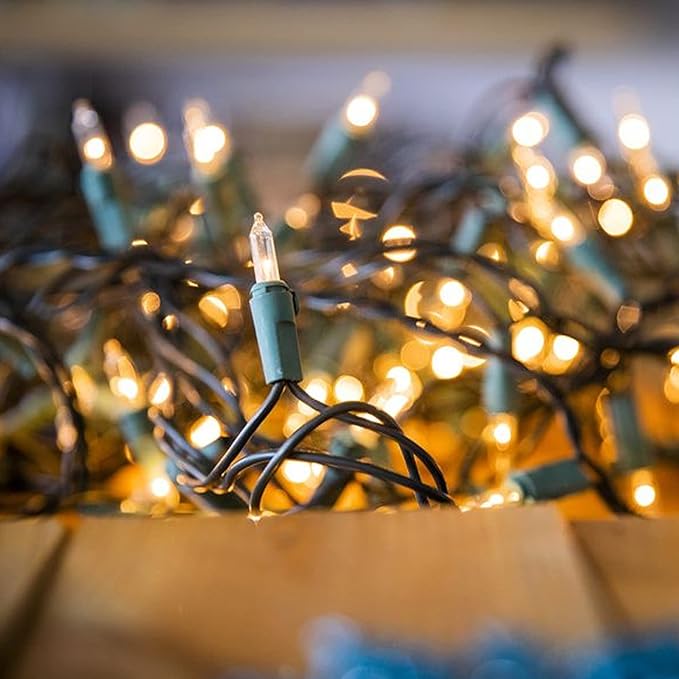 FUNPENY Christmas Lights, 2 Pack Toal 300Count 60FT Christmas String Lights Green Wire for Indoor Outdoor Christmas Tree Xmas Party Holiday Home Decorations, Warm White