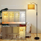 BoostArea Floor Lamp for Living Room,Arc Floor Lamp with Remote Control,Stepless Dimmable Brightness & Colors Temperature 2700k-6500k,Modern Standing Lamp for Bedroom Study Room Office,Jute