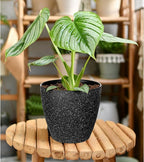 Vanavazon Plant Pots 9/8/7 Inch Set of 3 Flower Pots Indoor Outdoor Plastic Planters with Drainage Hole and Tray (Speckled Black)