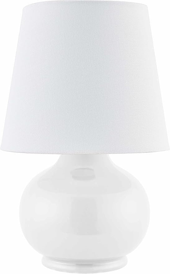 BoutiqueRugs Navarro Boho Ceramic Bedside Table Lamp for Bedroom Nightstand and Living Room - Shade Cotton - White - 13" H